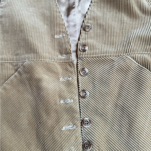 Vintage Western Beige and Satin Corduroy Vest - Picture 4 of 5